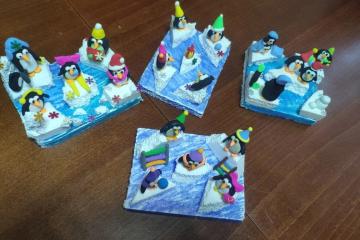 Уникальная поделка «Пингвины на льдине».